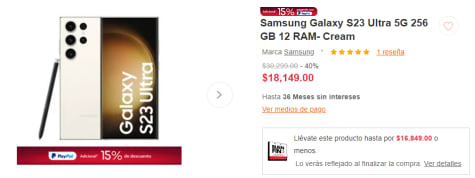 Samsung Galaxy S23 256 GB Libre Verde oferta en Elektra