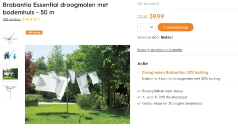 Essential Droogmolen met - 50 m voor €39,99