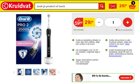 analyse Zelden verdieping Oral-B Pro 2 2000S Elektrische Tandenborstel voor €29,95