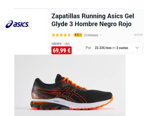 Zapatillas Running Asics Gel Glyde 3 Hombre Negro Rojo por 69.99€ en