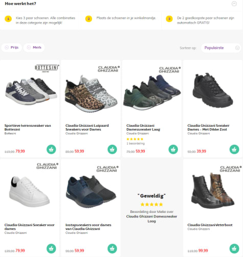 3 halen \u003d 1 betalen op schoenen bij Dekbeddiscounter