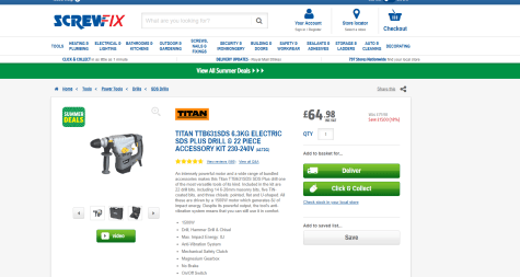 Titan TTB631SDS 22 Piece Accessory Kit for £64.98 at ScrewFix