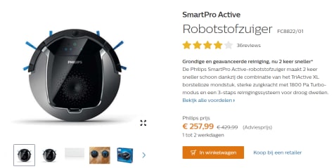 Hangen Voorouder Consumeren Robotstofzuiger Philips SmartPro Active FC8822/01 - voor €257,99