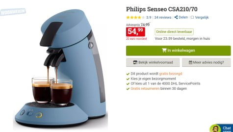 Philips Senseo CSA210/70 voor €54,99 BCC