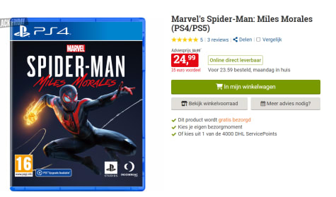 Marvel's Spider-Man: Miles Morales, PS4 voor €24,99 bij BCC