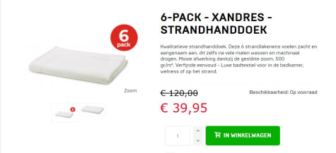 Xandres - Strandhanddoek CM 6 pack voor €39,95