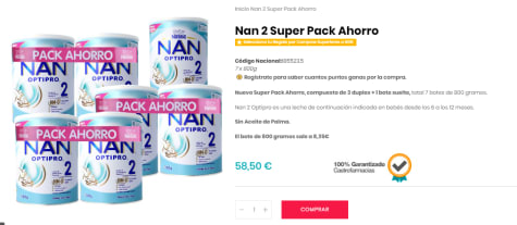 Comprar PACK AHORRO de 2 leches NAN OPTIPRO 2