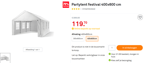 Gedeeltelijk Reis Herrie Partytent festival 400x600 cm voor €119,70 bij Karwei