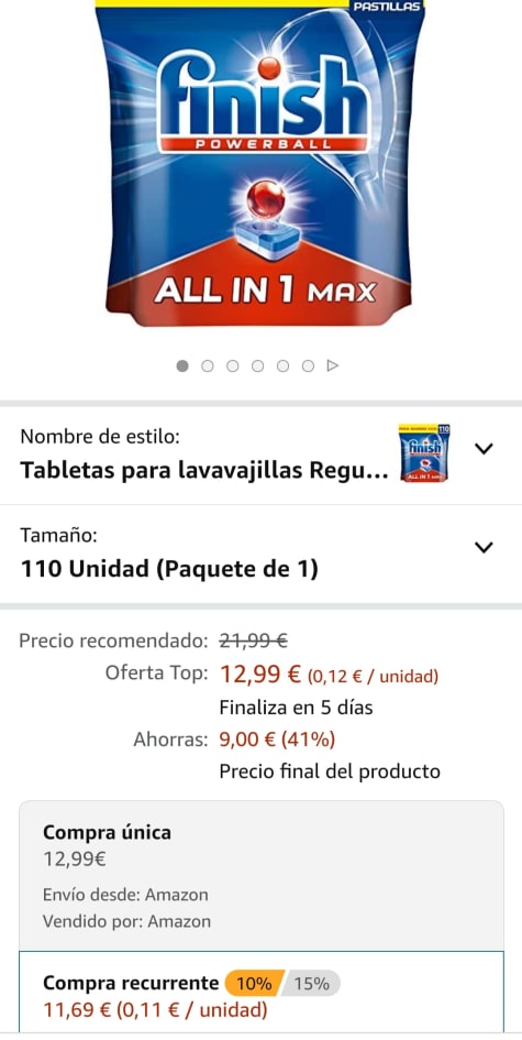 LAVAVAJILLAS TODO EN 1 MAX, PASTILLA FINISH 25 UN. + 10 GRATIS