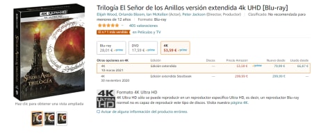 El Señor De Los Anillos Trilogia Extendida 4k Uhd + Blu-ray