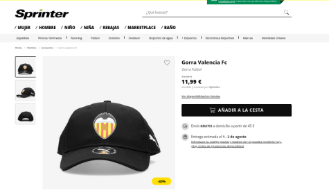 Gorra Valencia Fc Fútbol a solo 11,99€ en Sprintersports