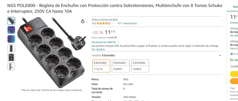 Regleta de 5 enchufes con interruptor - Regleta - LDLC