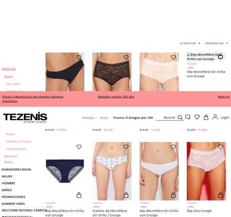 5 Bragas Tezenis ropa interior a tan solo