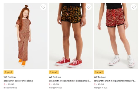 We Fashion kids kleding tot 80% korting en 3 halen is 2 betalen bij Wehkamp
