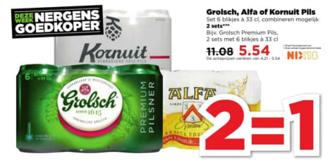 1+1 Gratis op Grolsch, Kornuit & Alfa bier en Corona Extra Aanbiedingen 1+1 Gratis op Grolsch, Kornuit & Alfa bier en Corona Extra Aanbiedingen