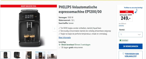 Philips series 1200 - EP1200/00 - Espressomachine voor €249 in de Lidl ...