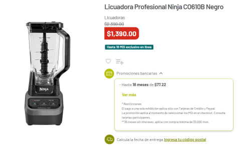 Licuadora Profesional Ninja C0610B Negro Reacondicionada NINJA C0610B