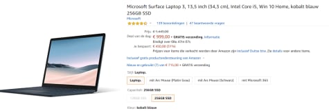 Microsoft Surface Laptop 3 I5 8 Gb 256 Gb Zwart 13 5 Inch Voor 999