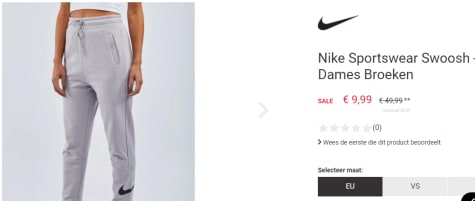 Nike Swoosh dames joggingbroek voor €9,99 bij Foot Locker