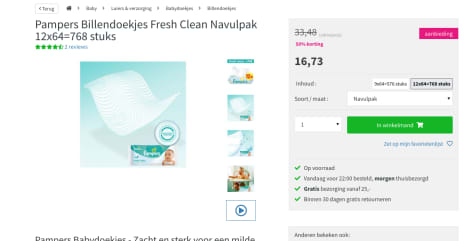 Pampers Billendoekjes Fresh Clean Navulpak 768 stuks voor €16,73 Aanbiedingen