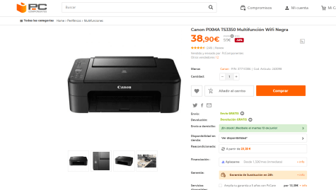 Canon PIXMA TS3350 Multifunción Wifi Negra