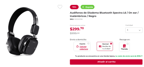 Audífonos de Diadema Bluetooth Spectra L6 On ear Inalámbricos Negro