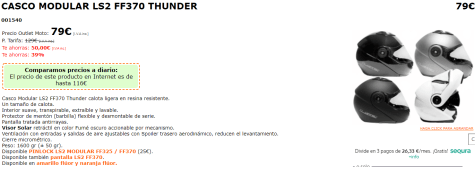 Casco Modular LS2 FF370 Thunder por 79€ Outlet Moto