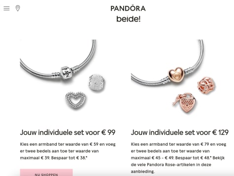 De onze Rechthoek stoom Kies 1 armband en 2 bedeltjes voor €99 bij Pandora