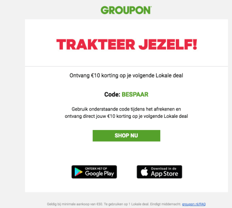 €10 Korting op je Groupon door kortingscode Aanbiedingen