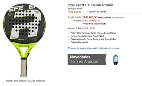 Royal Padel Carbon Amarilla 2018 109€