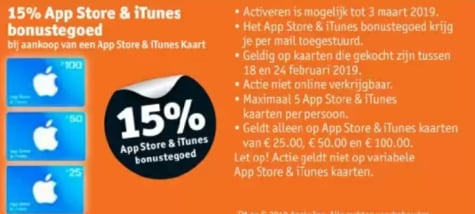Hoogte Danser Graden Celsius 15% extra tegoed App Store & iTunes kaarten bij Kruidvat
