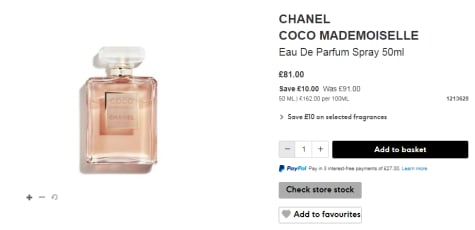 system suffix Faciliteter Chanel Coco MADEMOISELLE Eau De Parfum Spray 50ml for £68.85 at Boots