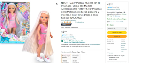 Nancy - Súper Melena, muñeca con el Pelo Super Largo, con Muchos