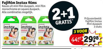 smaak spade hop Fujifilm Instax Mini Instant Film Fotopapier 2+1 gratis