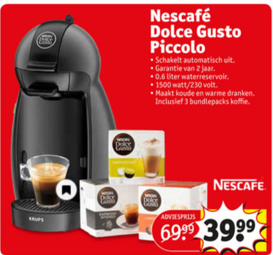 wekelijks De stad driehoek Krups Nescafé Dolce Gusto Piccolo KP100B - Koffiecupmachine voor €39,99