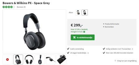 Bowers & Wilkins PX Grijs voor €299 Aanbiedingen