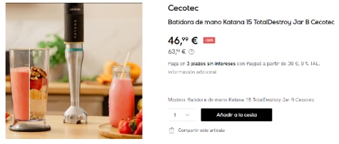 Batidoras de mano · Cecotec · Electrodomésticos · El Corte Inglés (18)