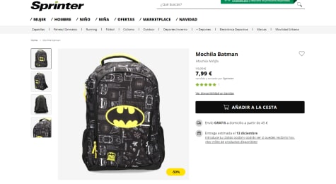 Batman, mochila infantil por tan solo 7,99€