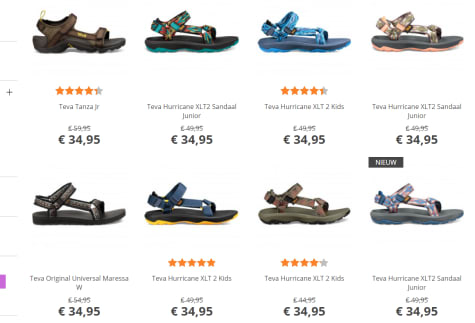 Alle Teva sandalen voor €34,95