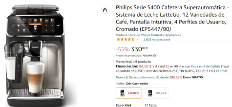 Philips Serie 5400 Cafetera Superautomática