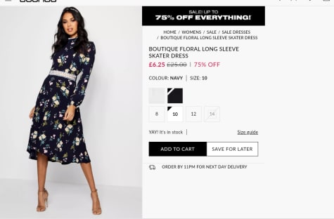 Boutique Floral Dress for £10.24 at Boohoo