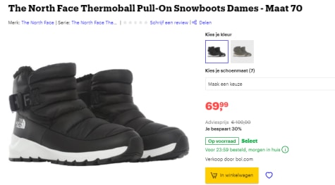The North Face Thermoball Pull-On Snowboots Maat 38 voor €69,99