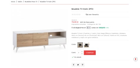 Mueble TV Koln 2P1C, Topmueble