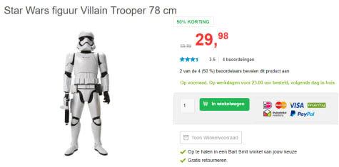 linnen Ritueel Gering Big Figs Massive Star Wars Classic 31 Inch Actiefiguur - First Order  Stormtrooper voor €29,98