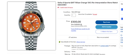 Seiko 5 Sports GMT Automatic Men's Watch for £255 at eBay