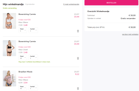 9 slips voor €30 bij Hunkemöller Aanbiedingen