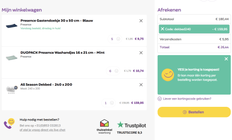 Gratis dekbed (t.w.v. €159,95) bij aankoop van een Presence actieproduct van €20,- Aanbiedingen