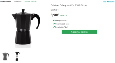 Orbegozo KFN 910 - Cafetera italiana de aluminio, 9 tazas de