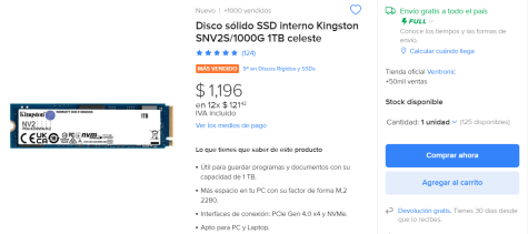 SSD Kingston 1TB a en Mercado