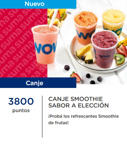 Canjea 3800 puntos por un smoothie en Club Grido